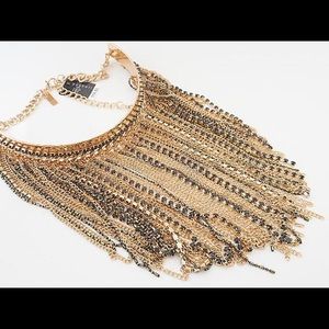 I.N.C.  Gold Tone Choker w/Chain & Crystal Dangle